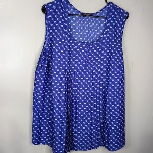 Roaman's royal blue sleeveless printed scoop-neck tank
